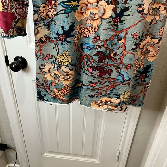 Parsley & Sage Floral Paisley Bright Colors 3/4 Sleeve Lettuce Trim Tunic Top S - Picture 10 of 11